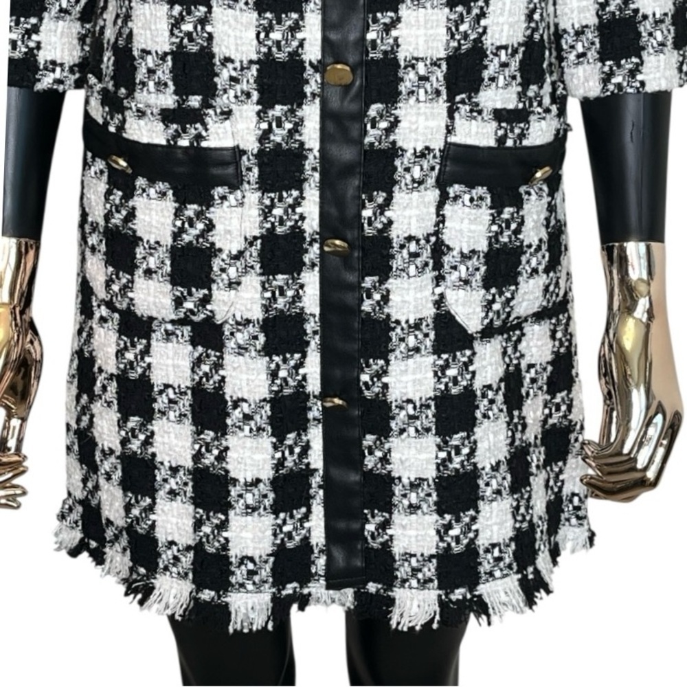 Zara TRF Black White Tweed Check Mini Dress NWT Size Small - Picture 5 of 9